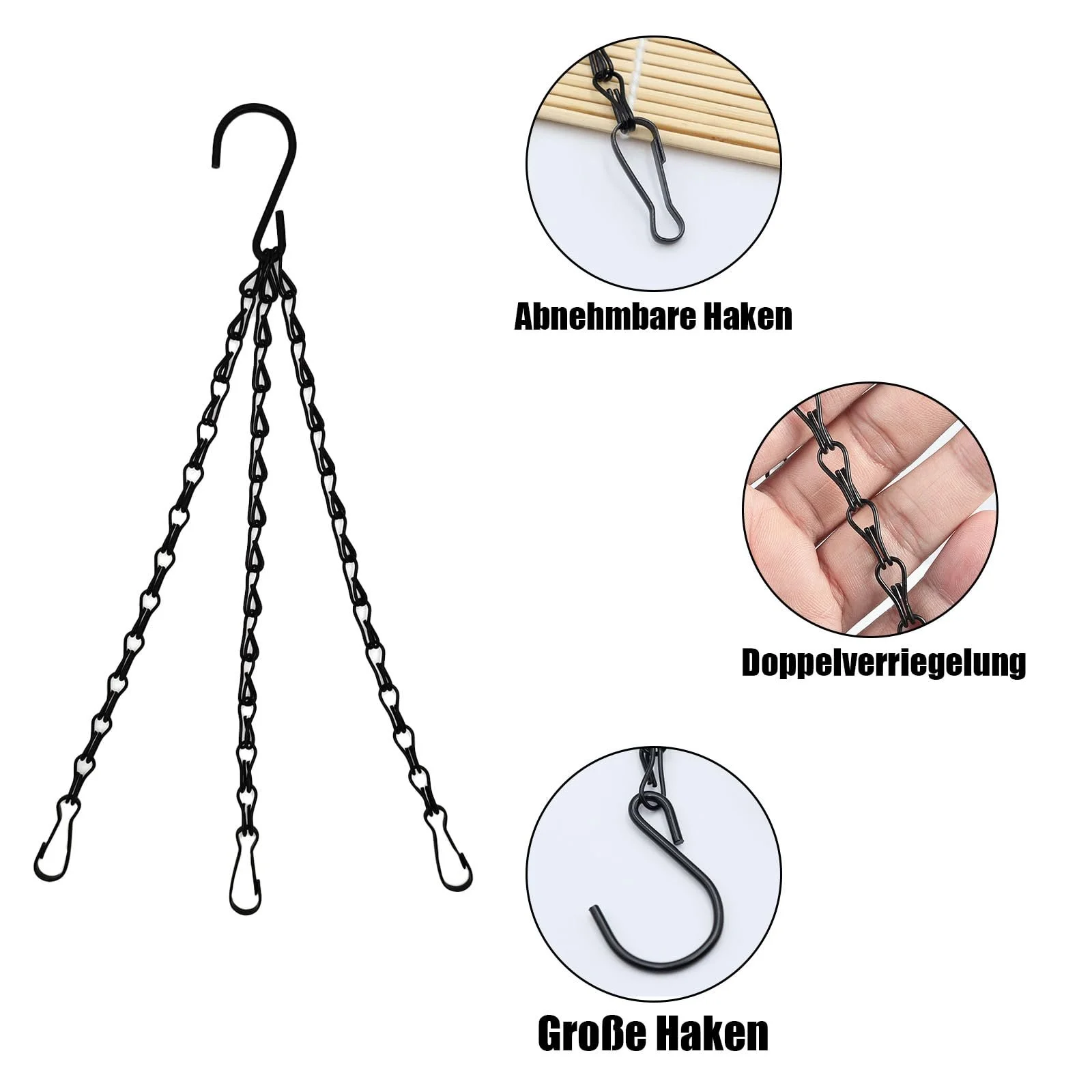 Ланцюги для підвісних кошиків Металеві 50 см Набір із 6 шт., фото №5