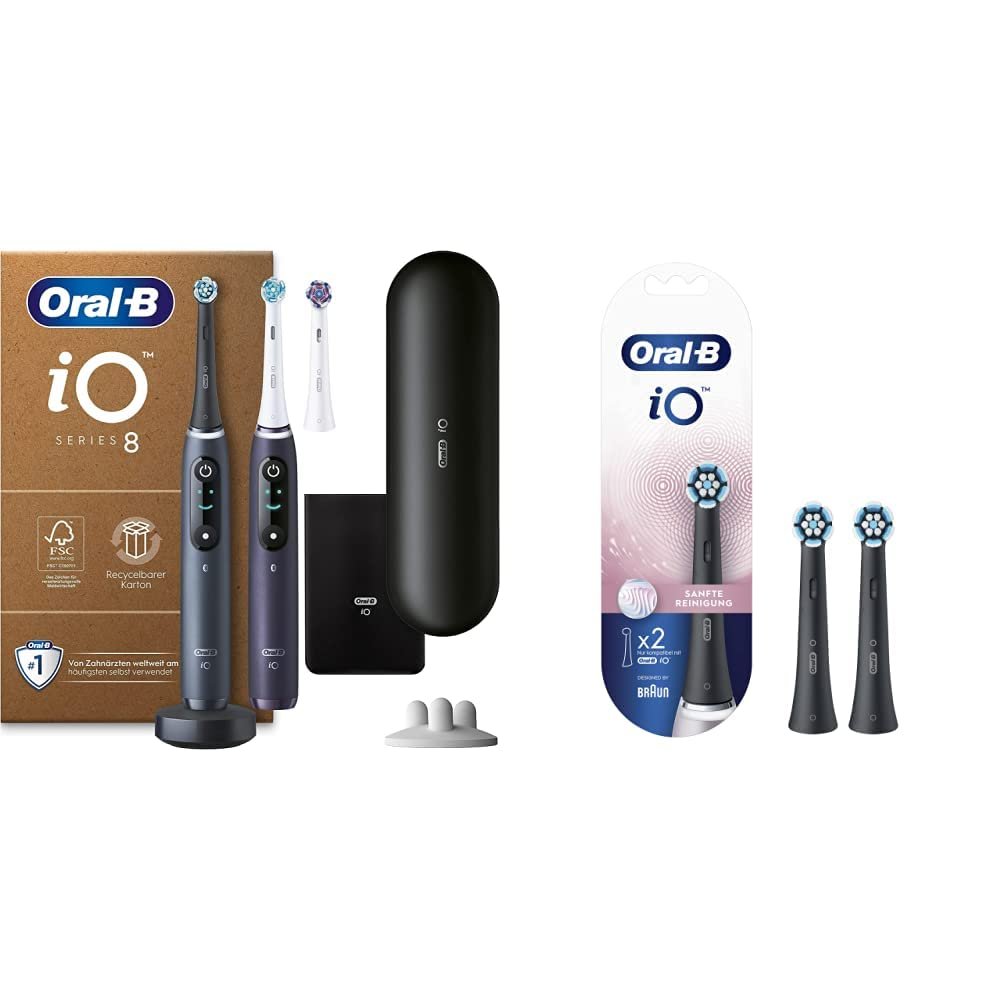 Електрична зубна щітка iO Series 8 Plus Edition Oral-B та насадки iO Gentle Cleaning, 2 шт., фото №1