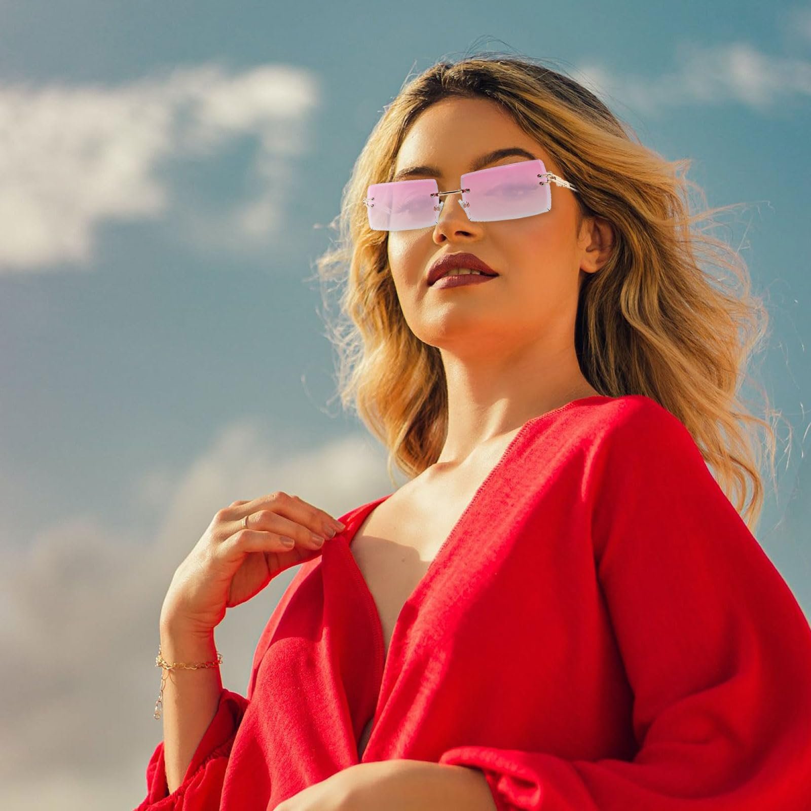 Сонцезахисні Окуляри Ретро EUPSIIU Прямокутні Без Обрамлення для Жінок та Чоловіків, фото №5 Сонцезахисні Окуляри Ретро EUPSIIU Прямокутні Без Обрамлення для Жінок та Чоловіків, фото №5