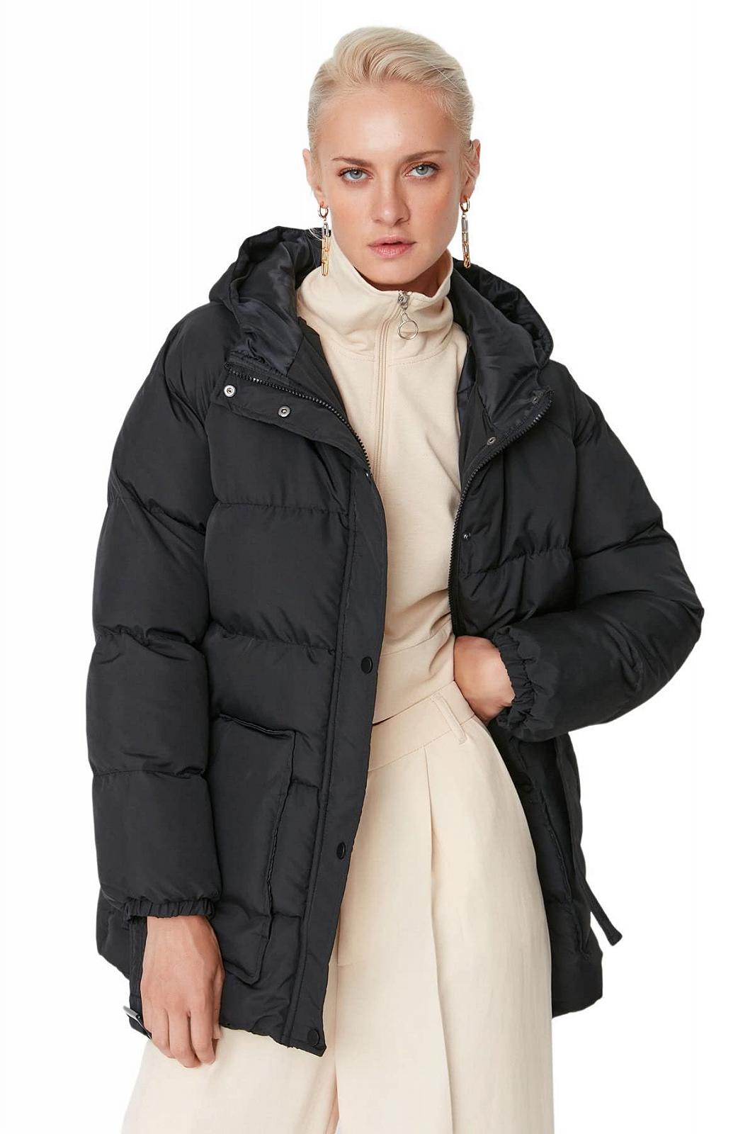 Пальто TRENDYOL Plus Size Прямой Длинный рукав, фото №3 Пальто TRENDYOL Plus Size Прямой Длинный рукав, фото №3