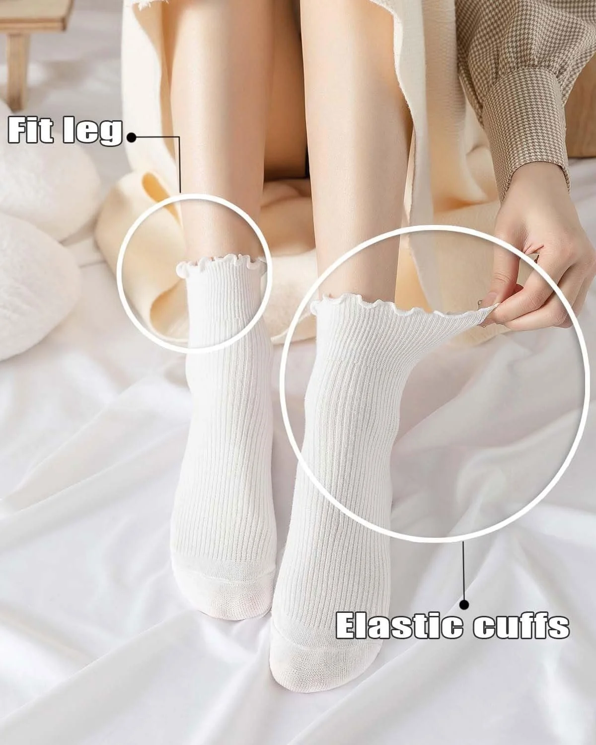 Носки с оборками Женские, 4 пары, белые, фото №5 Носки с оборками Женские, 4 пары, белые, фото №5