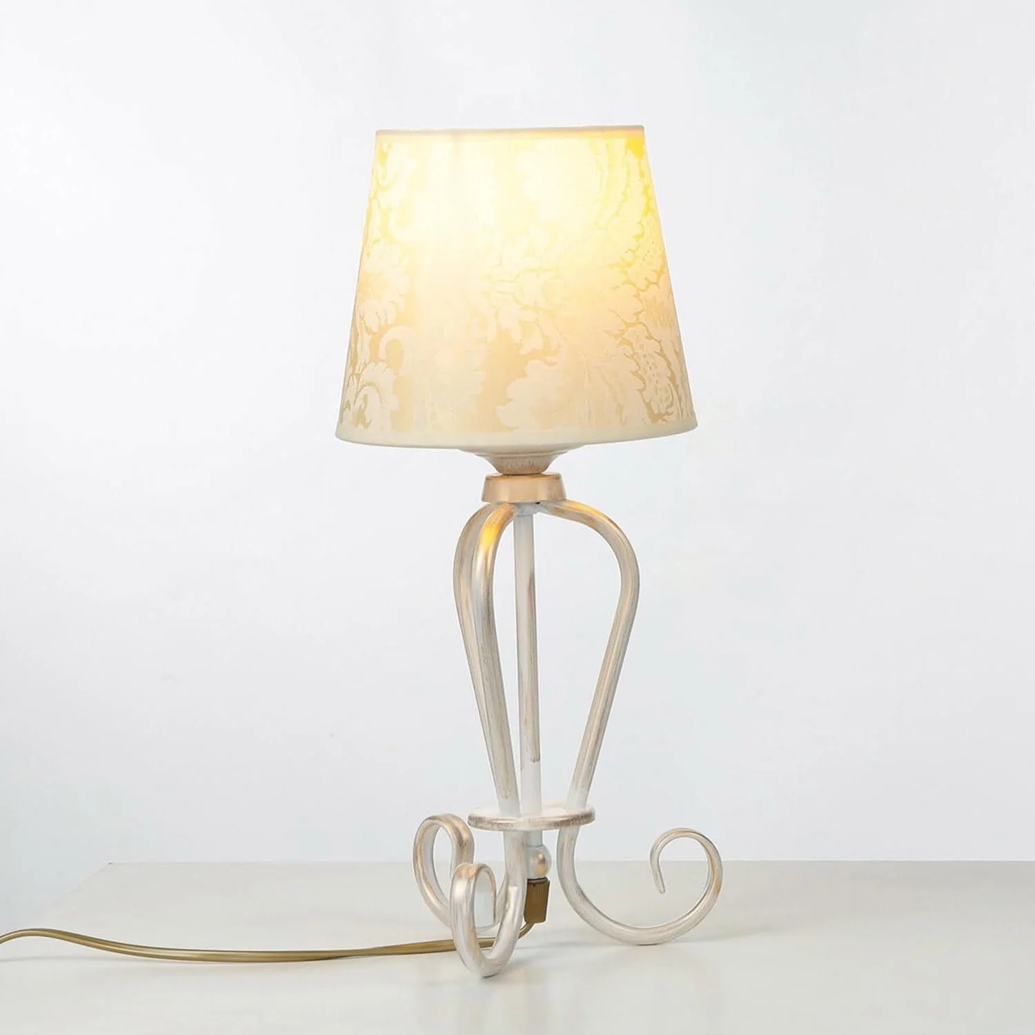 Настільна лампа Licht-Erlebnisse Shabby Country House, античне золото, E27, 45 см, метал, тканинний абажур, фото №3