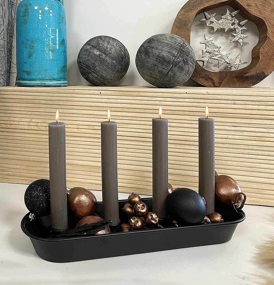 Поднос для свечей Advent Wreath металлический овальный черный 37 см, фото №2 Поднос для свечей Advent Wreath металлический овальный черный 37 см, фото №2