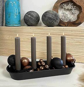 Поднос для свечей Advent Wreath металлический овальный черный 37 см цена на synthetic.ua - Фото 1 Поднос для свечей Advent Wreath металлический овальный черный 37 см synthetic.ua - Фото 1