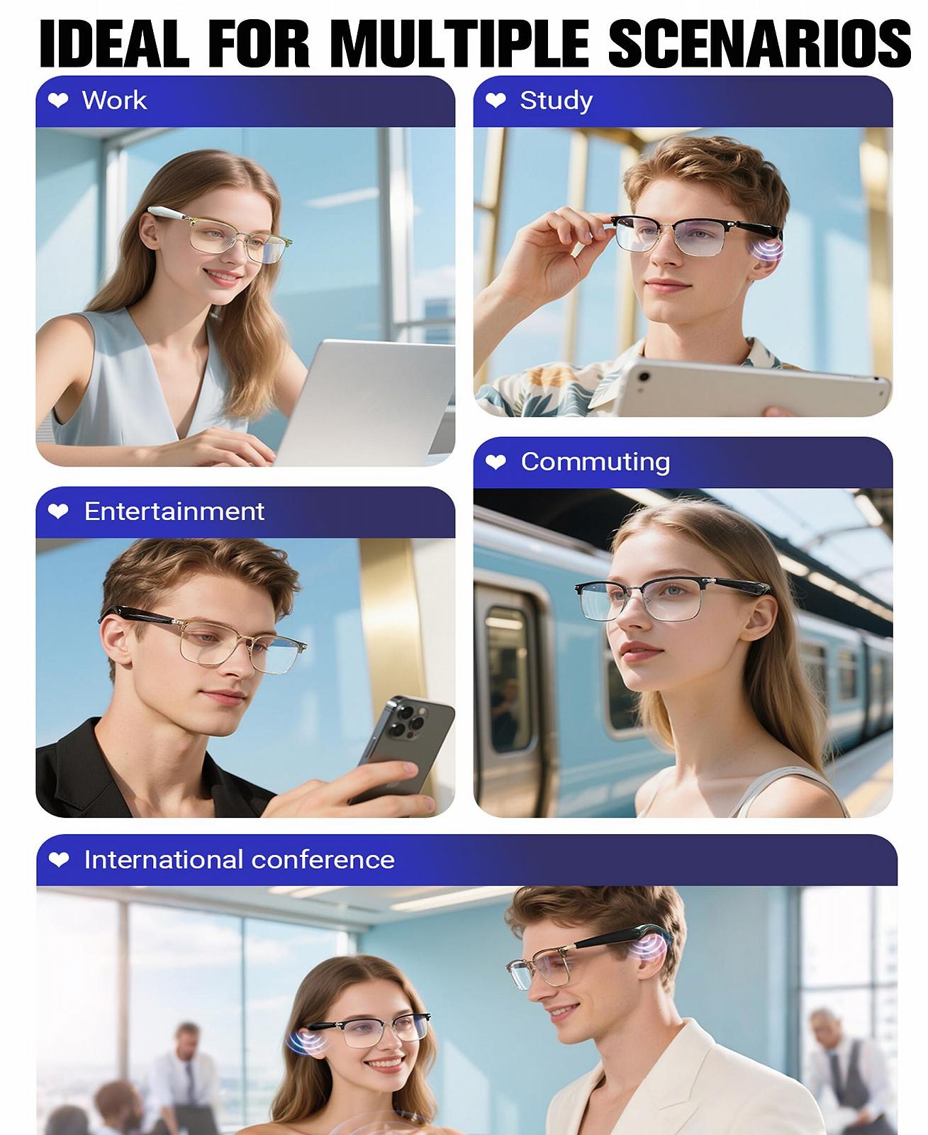 Розумні окуляри-перекладач Чоловічі Жіночі Bluetooth 5.4 Переклад в реальному часі, фото №7 Розумні окуляри-перекладач Чоловічі Жіночі Bluetooth 5.4 Переклад в реальному часі, фото №7
