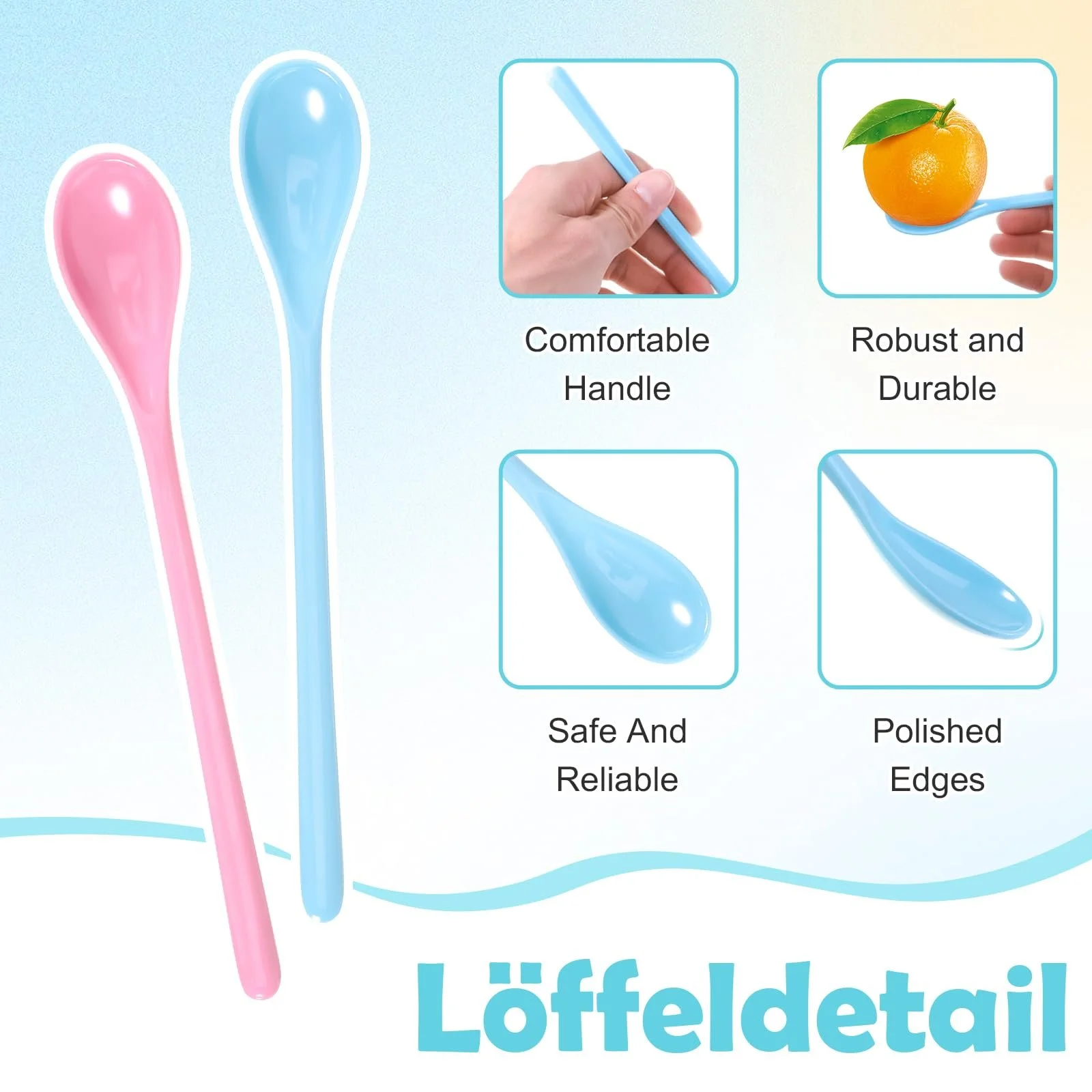 Ложки Пластикові Довгі Різнокольорові (19 см) 10 шт в упаковці, фото №3 Ложки Пластикові Довгі Різнокольорові (19 см) 10 шт в упаковці, фото №3