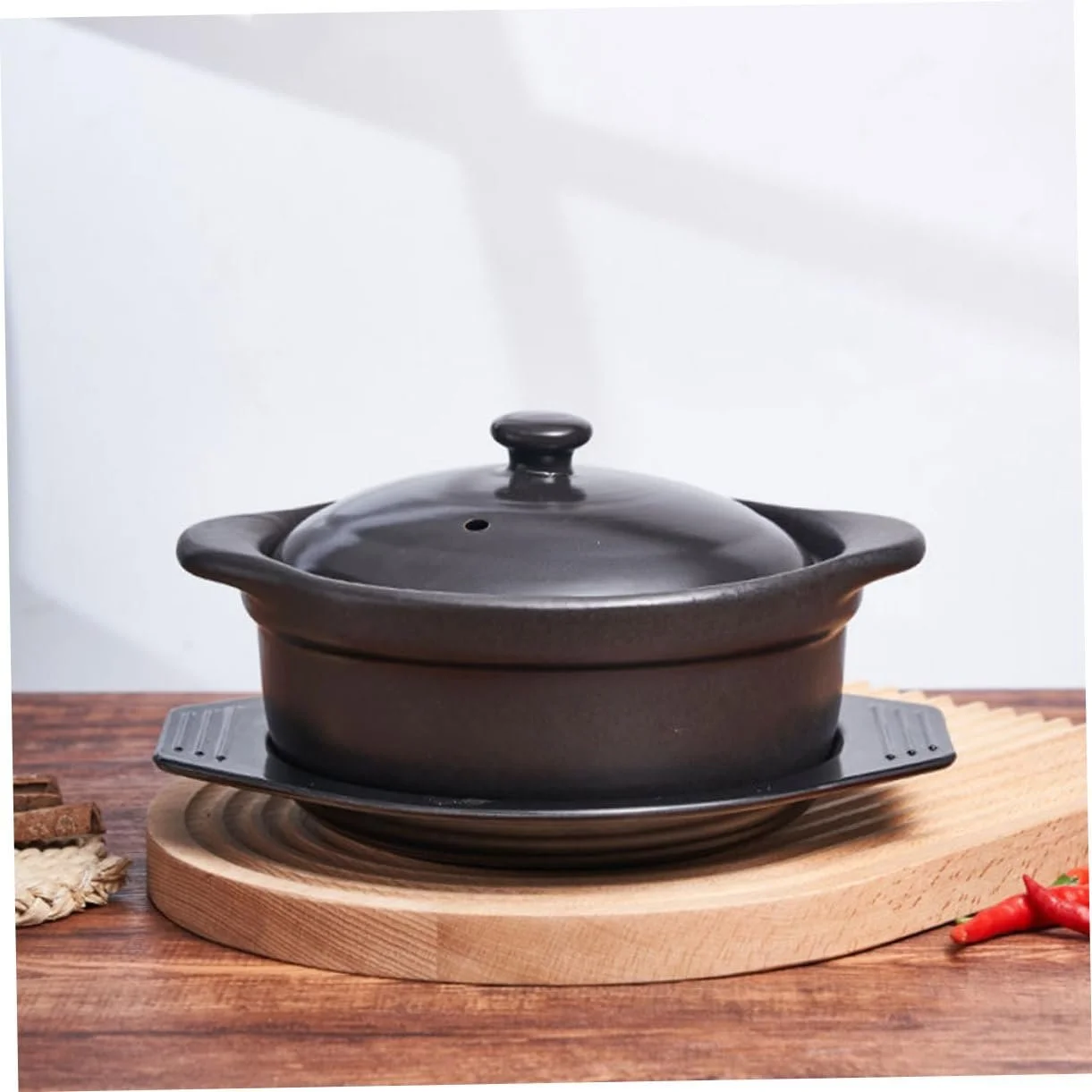 Кастрюля керамическая с крышкой для супа, тушения и риса высококачественная, фото №5