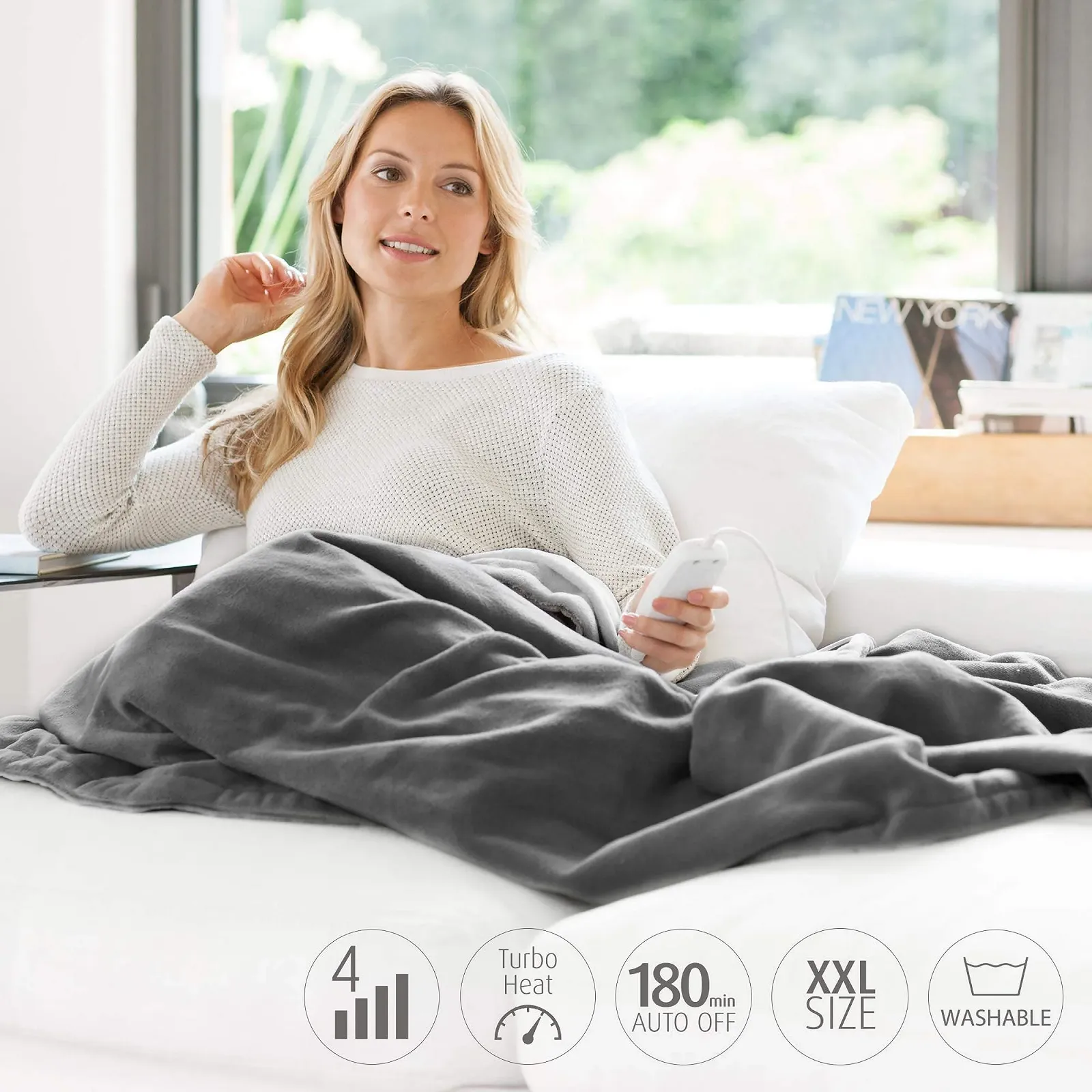 Електроковдра Medisana HB 675 XXL 4 температурні режими 200 x 150 см Сірий / Темно-сірий, фото №3