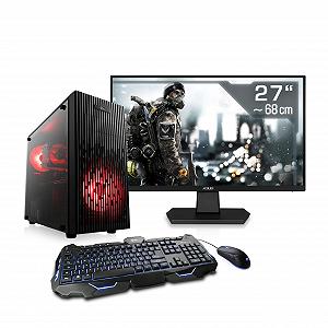 Комп'ютер Basic Gaming PC AMD Ryzen 5 PRO 4650G 6 x 3.7GHz AMD Radeon 500GB M.2 NVMe 16GB DDR4 RAM 27 дюймів TFT Миша & Клавіатура WiFi - Фото 1
