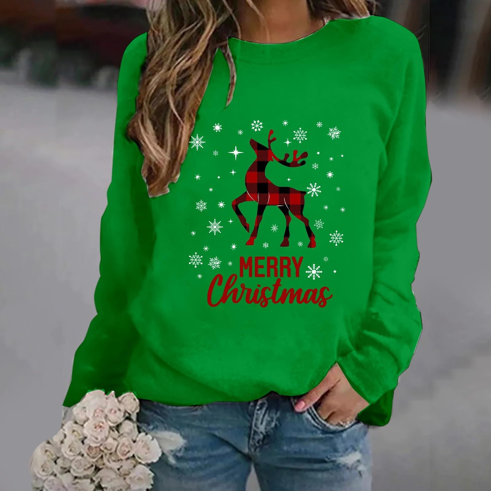 Рождественский свитер Женский Длинный рукав Круглый вырез Смешной Рождество Разноцветный с принтом Снеговик Свитшот Большой размер Дешевый свитер, фото №2 Рождественский свитер Женский Длинный рукав Круглый вырез Смешной Рождество Разноцветный с принтом Снеговик Свитшот Большой размер Дешевый свитер, фото №2