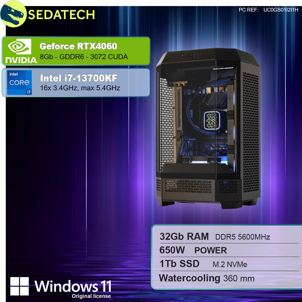 ПК Sedatech Pro Gaming Water Cooling Intel i7-13700KF RTX4060 32 ГБ DDR5 1TB SSD M.2 Windows 11, фото №2