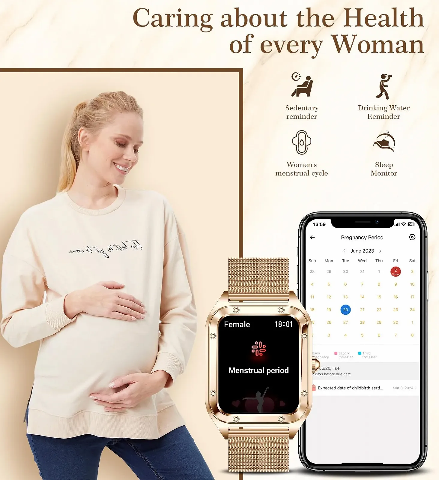 Смарт-годинник жіночий Betatree 1.6 дюйми, фітнес-трекер, монітор серцевого ритму/SpO2/сну, 19 видів спорту, крокомір, секундомір, сумісний з Android iOS, фото №7 Смарт-годинник жіночий Betatree 1.6 дюйми, фітнес-трекер, монітор серцевого ритму/SpO2/сну, 19 видів спорту, крокомір, секундомір, сумісний з Android iOS, фото №7