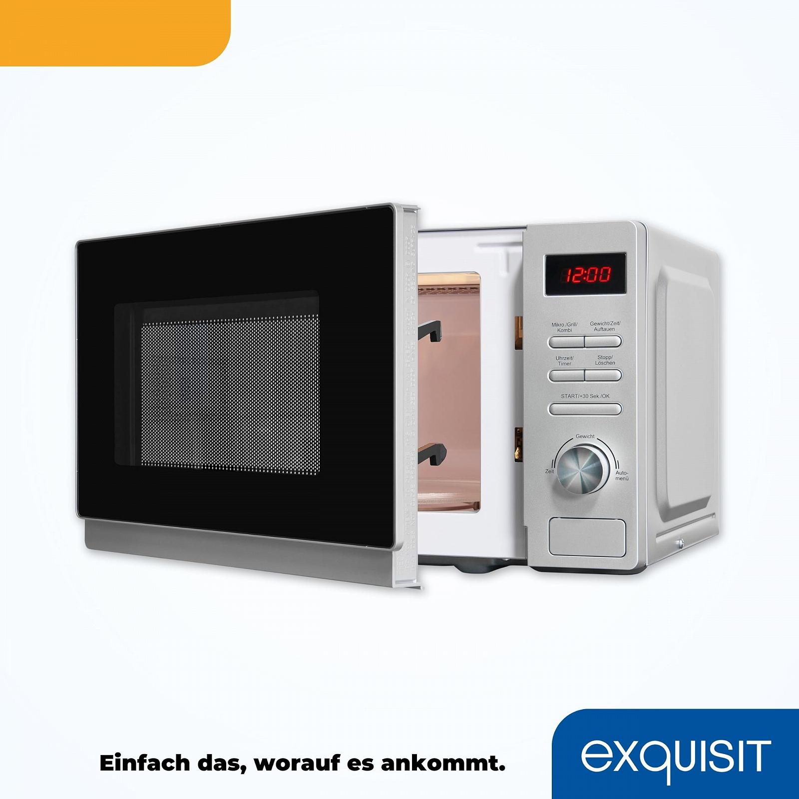 Микроволновая печь Exquisit MW2070-3GDI si 1000 Вт Таймер Быстрый старт Серебристая, фото №5 Микроволновая печь Exquisit MW2070-3GDI si 1000 Вт Таймер Быстрый старт Серебристая, фото №5