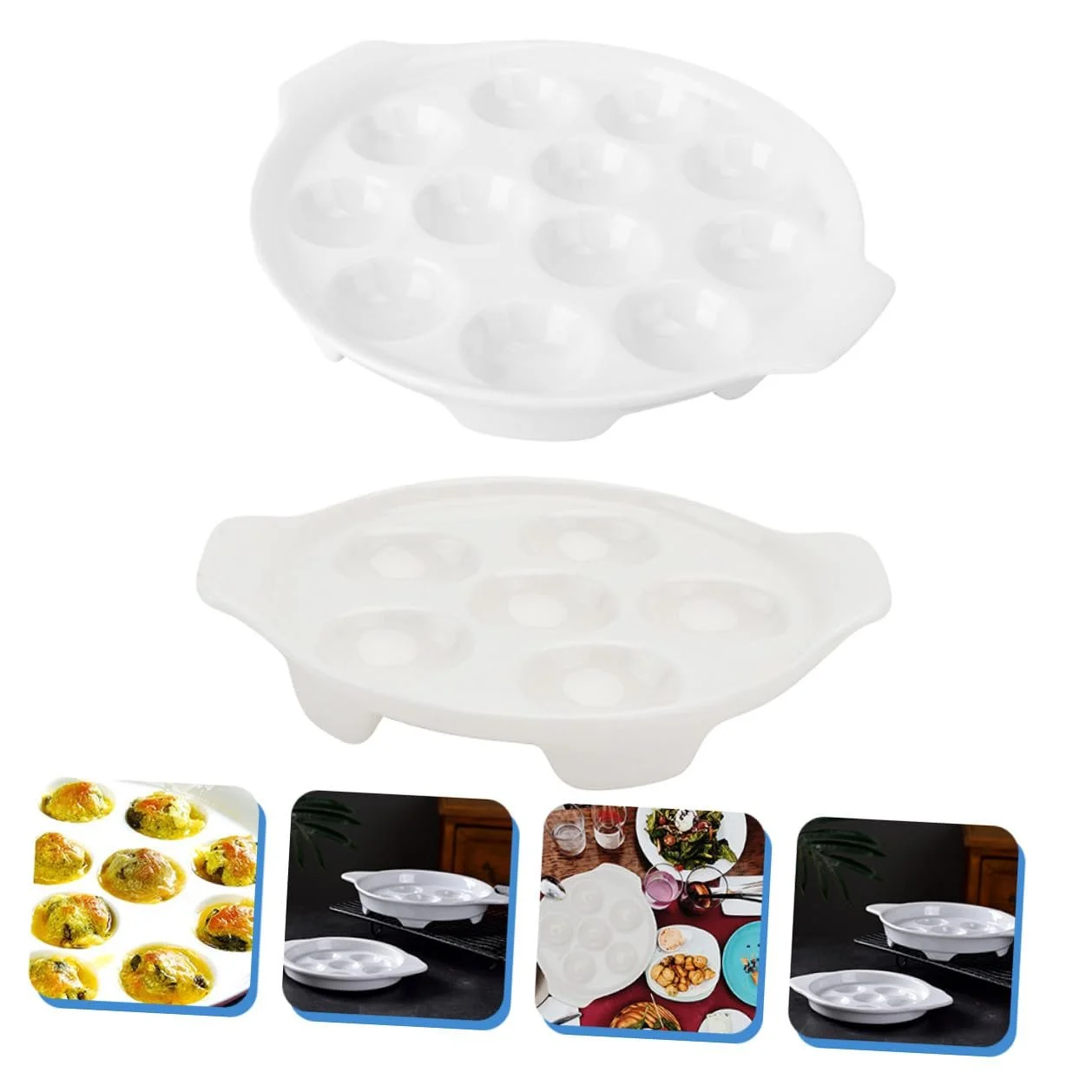 Формы для запекания улиток 2 шт керамические с ручками белые, фото №5 Формы для запекания улиток 2 шт керамические с ручками белые, фото №5