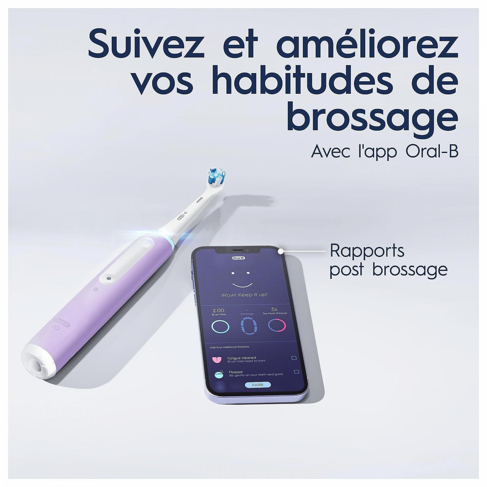 Зубна щітка електрична Oral-B iO 4N з Bluetooth, 1 щітка, 1 дорожній футляр, лавандовий, фото №5