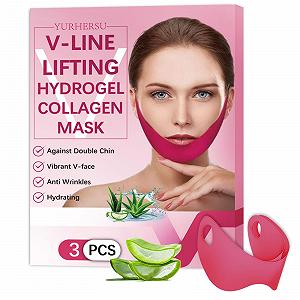 Маска для лица Shefave V Line, средство для удаления двойного подбородка, 3 шт. гидрогелевая коллагеновая маска с алоэ, V-образная маска для подтяжки лица с коллагеном для двойного подбородка, средство для подтяжки, маски для шеи с ушным крючком для красоты - Фото 1