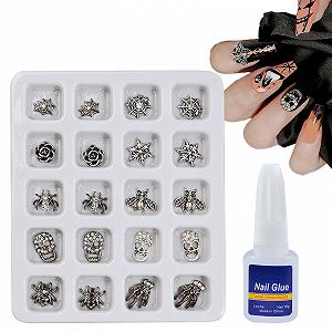 Типу Хелловін Череп, Павутиння, Павук Камінці зі стразами Сріблястий - Фото 1