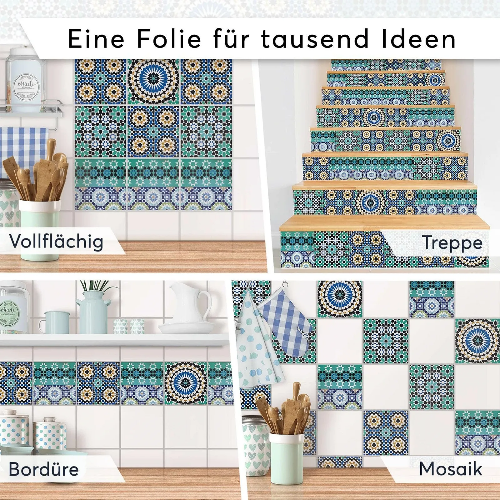 Наклейки на плитку creatisto Бірюзовий мозаїчний візерунок 15 x 15 см 18 шт., фото №8