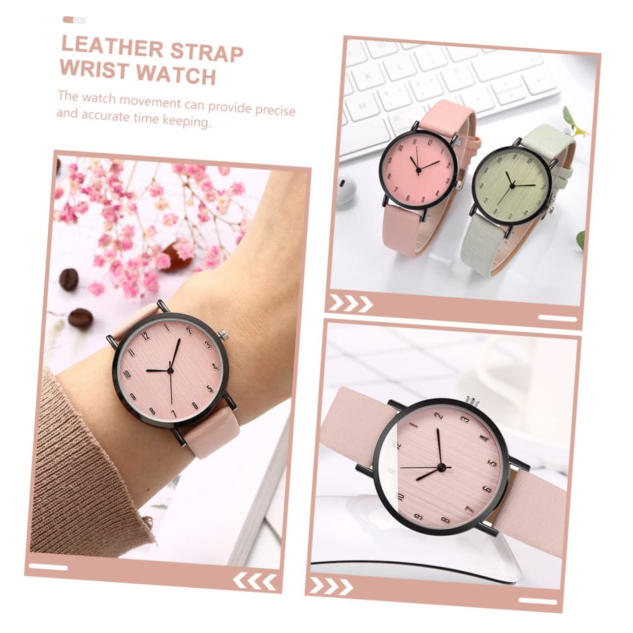 Кварцевые часы LIFKOME Женские Большие с браслетом Серебряные с бежевым кожаным ремешком, фото №3