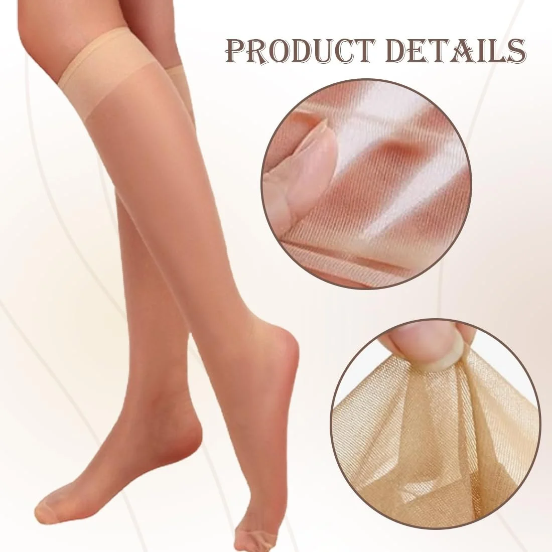 Комплект Гольфов 4 шт. Silk Fine 15 Den Прозрачные Нейлоновые Тонкие Гольфы Шелковистые Блестящие Широкий Комфортный Пояс Телесный, Черный, фото №3