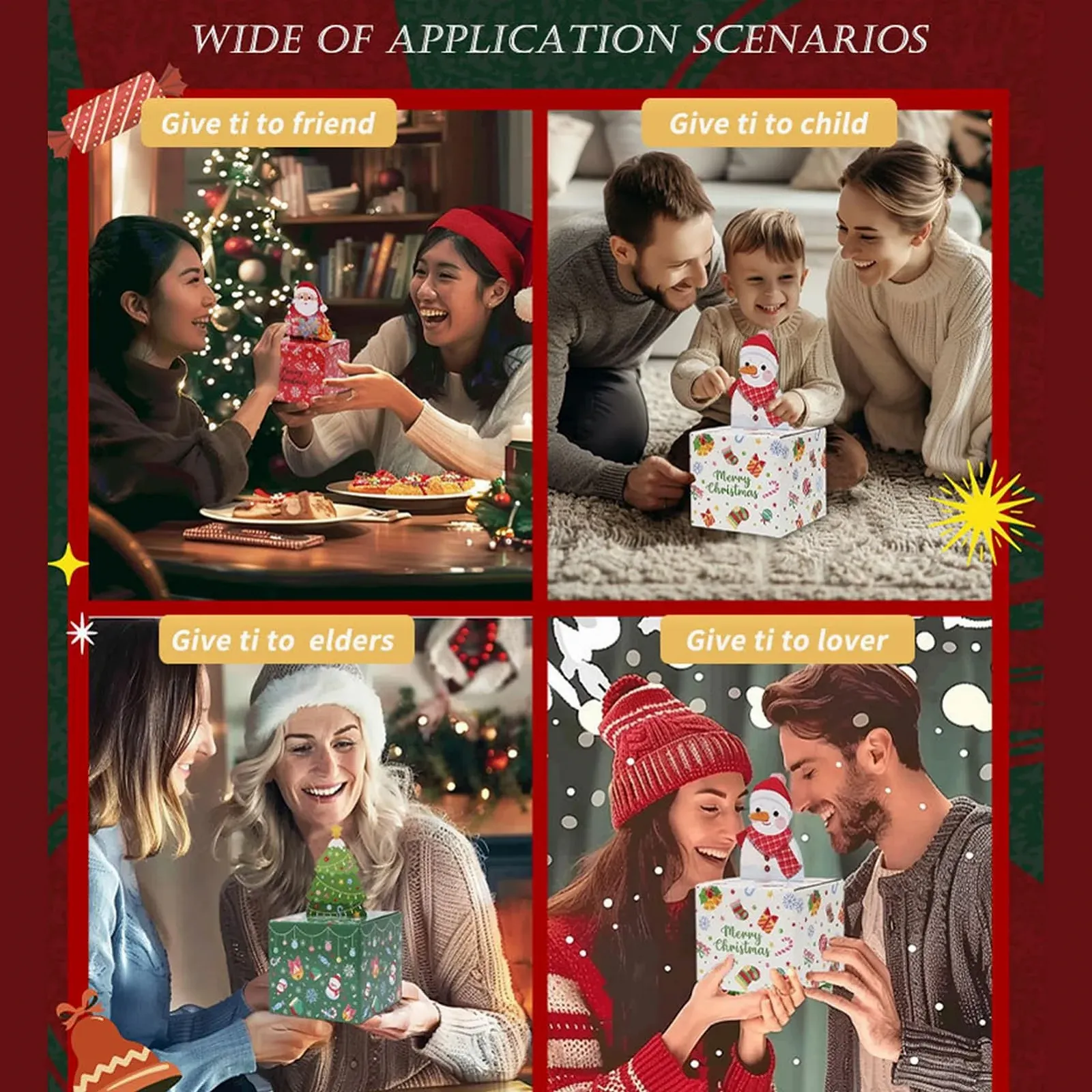 Скарбничка Різдвяна Набір 3 коробки та 90 пакетів Висувна касета, фото №4