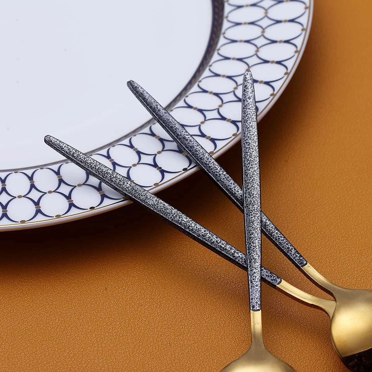 Ложки для кави Berglander Goldmund Чорна ручка з молотковим візерунком Набір з 6 штук з нержавіючої сталі, фото №8