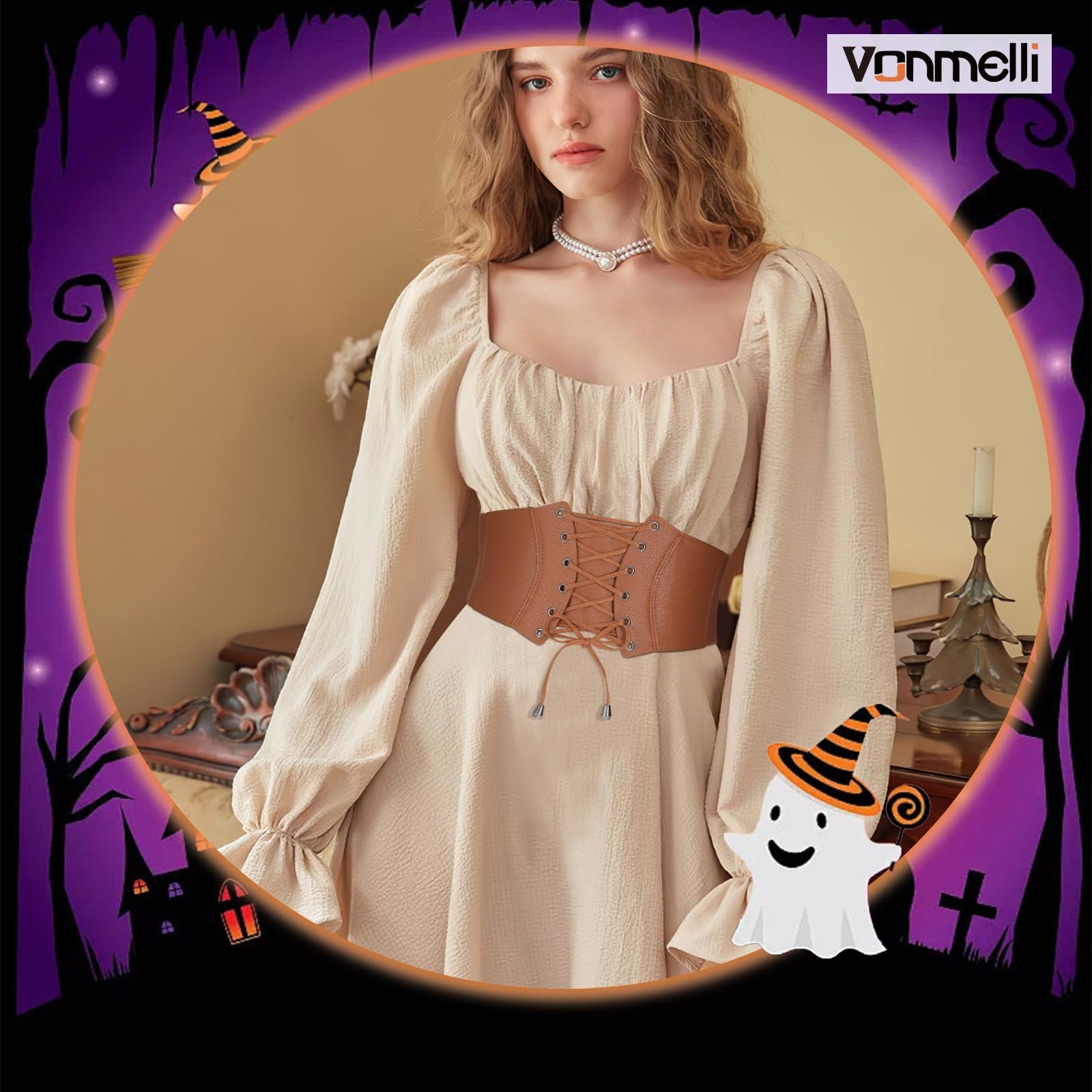 Корсетный пояс VONMELLI для женщин, корсет на шнуровке, высокая талия, эластичный пояс для костюмированных вечеринок на Хэллоуин, фото №3