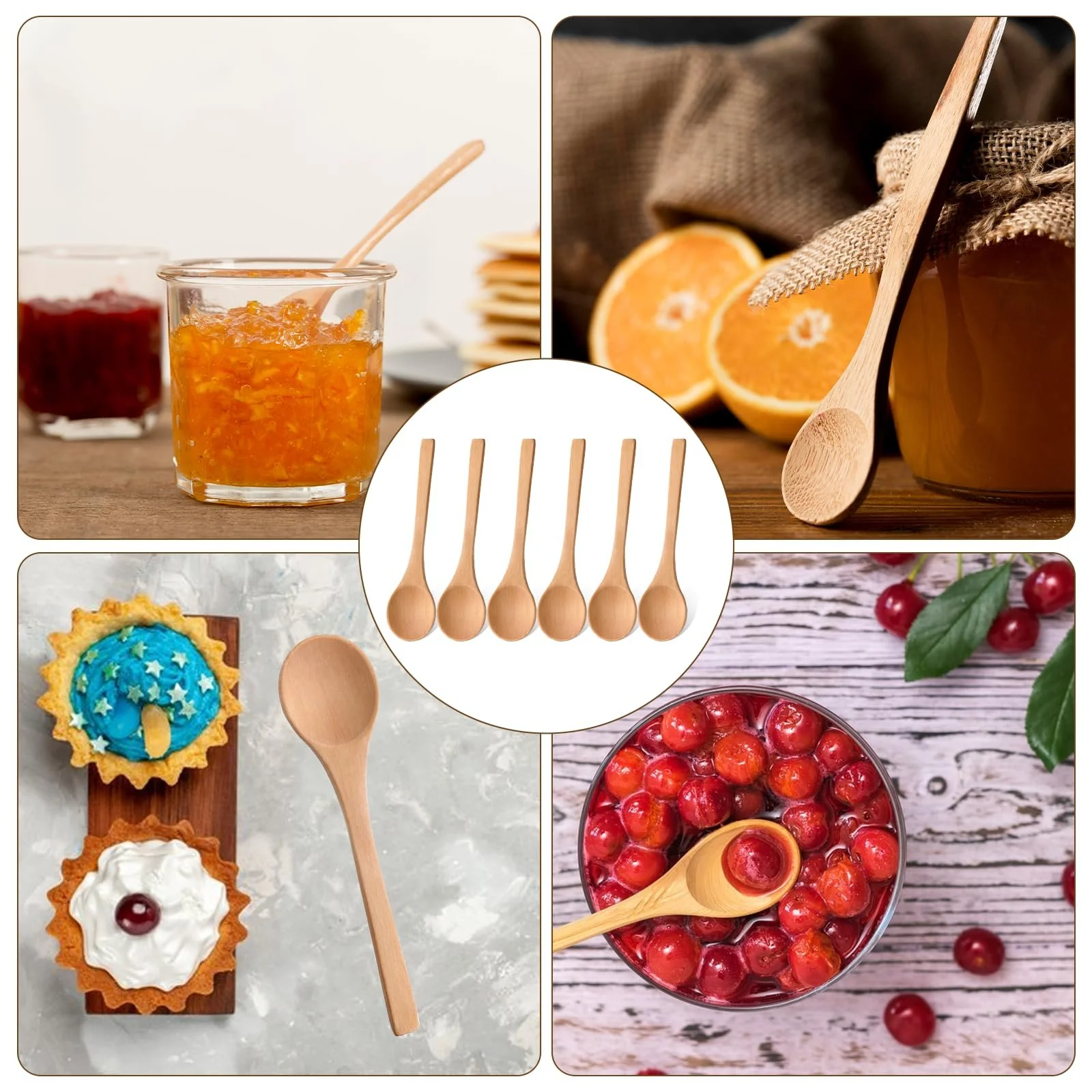 Ложка Деревʼяна для Супу з Довгою Ручкою 13 cm, Паковання 8 шт., фото №7