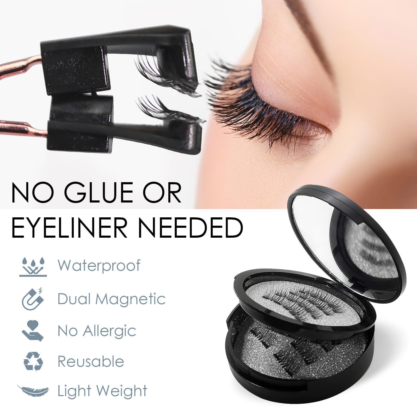 Магнітні вії 4 пари Подвійнi Природний вигляд багаторазові водонепроникні без клею, фото №2 Магнітні вії 4 пари Подвійнi Природний вигляд багаторазові водонепроникні без клею, фото №2