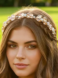 Вінтажний обруч для волосся IYOU зі стразами synthetic.ua - Фото 1