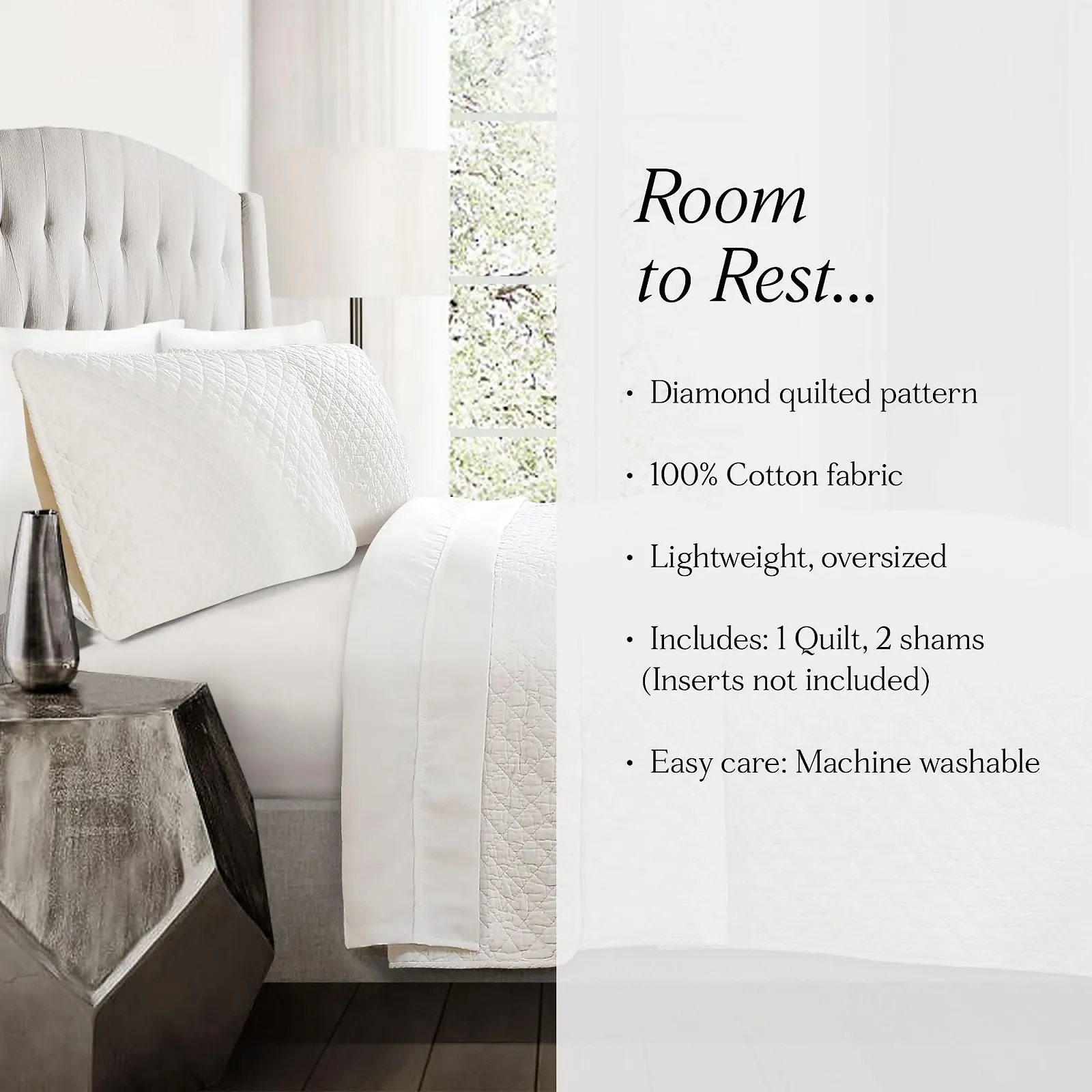 Покривало Lush Decor AVA З ромбовидним візерунком Однотонний Набір ковдри великого розміру з 3 предметів, King, Білий, фото №6 Покривало Lush Decor AVA З ромбовидним візерунком Однотонний Набір ковдри великого розміру з 3 предметів, King, Білий, фото №6