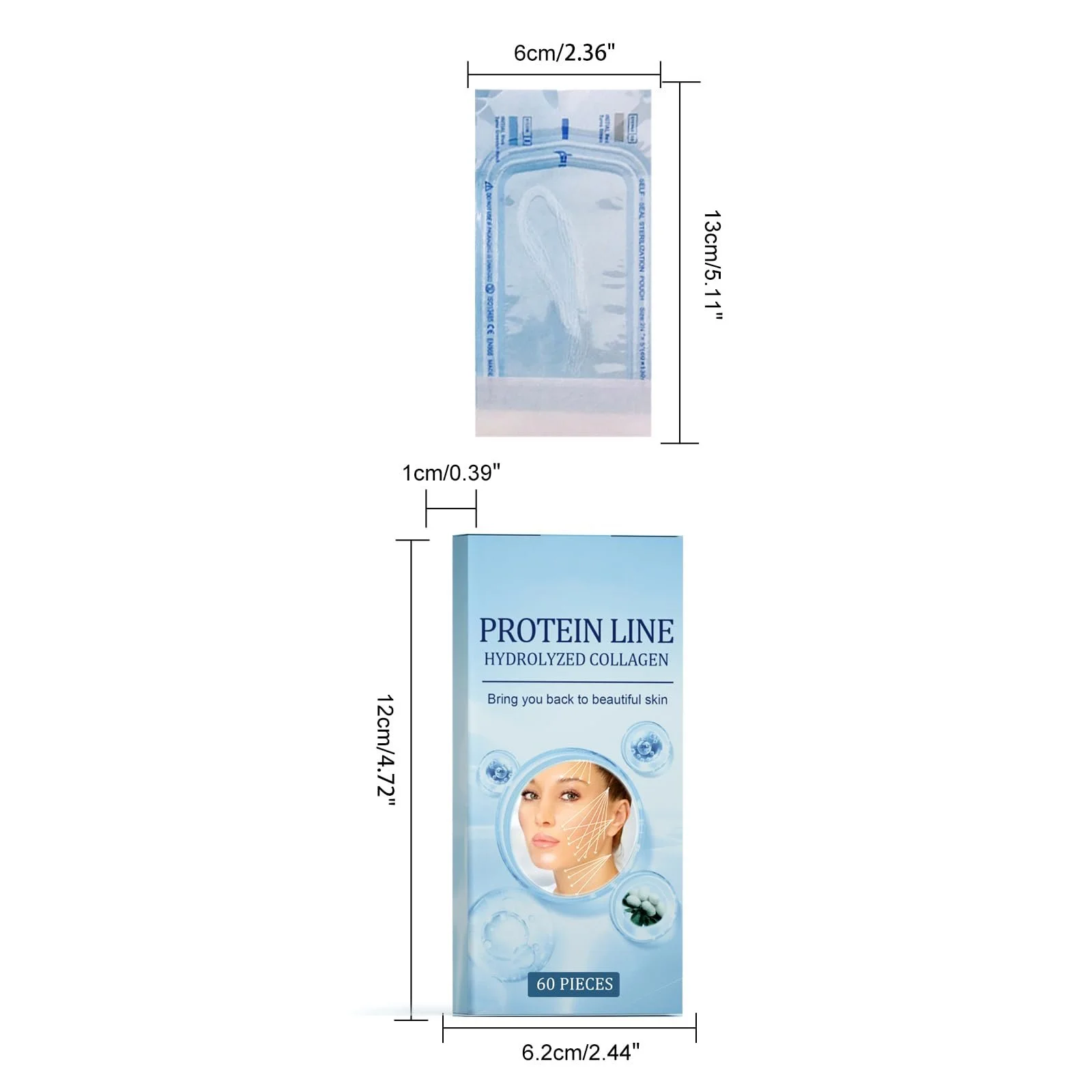 Набір ниток з протеїном для ліфтингу (60 шт.) Розчинні протеїнові шовкові нитки з колагеном, гідролізований колагеновий протеїн для підтяжки шкіри, фото №5