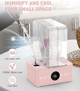 Мобільний кондиціонер 4-в-1 з водяним охолодженням 1000 мл 3 швидкості Таймер Підсвічування Акумулятор 3600 mAh synthetic.ua - Фото 1