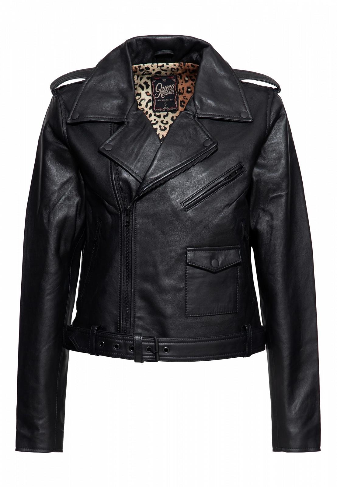 Кожаная куртка Queen Kerosin Байкерская куртка Marlon Brando Женская Rockabilly Rockabella 1950 50S Vintage Leo Leopard Marlon, фото №1