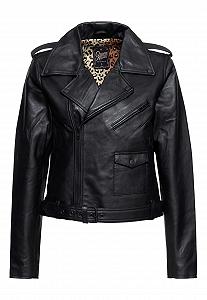 Кожаная куртка Queen Kerosin Байкерская куртка Marlon Brando Женская Rockabilly Rockabella 1950 50S Vintage Leo Leopard Marlon - Фото 1