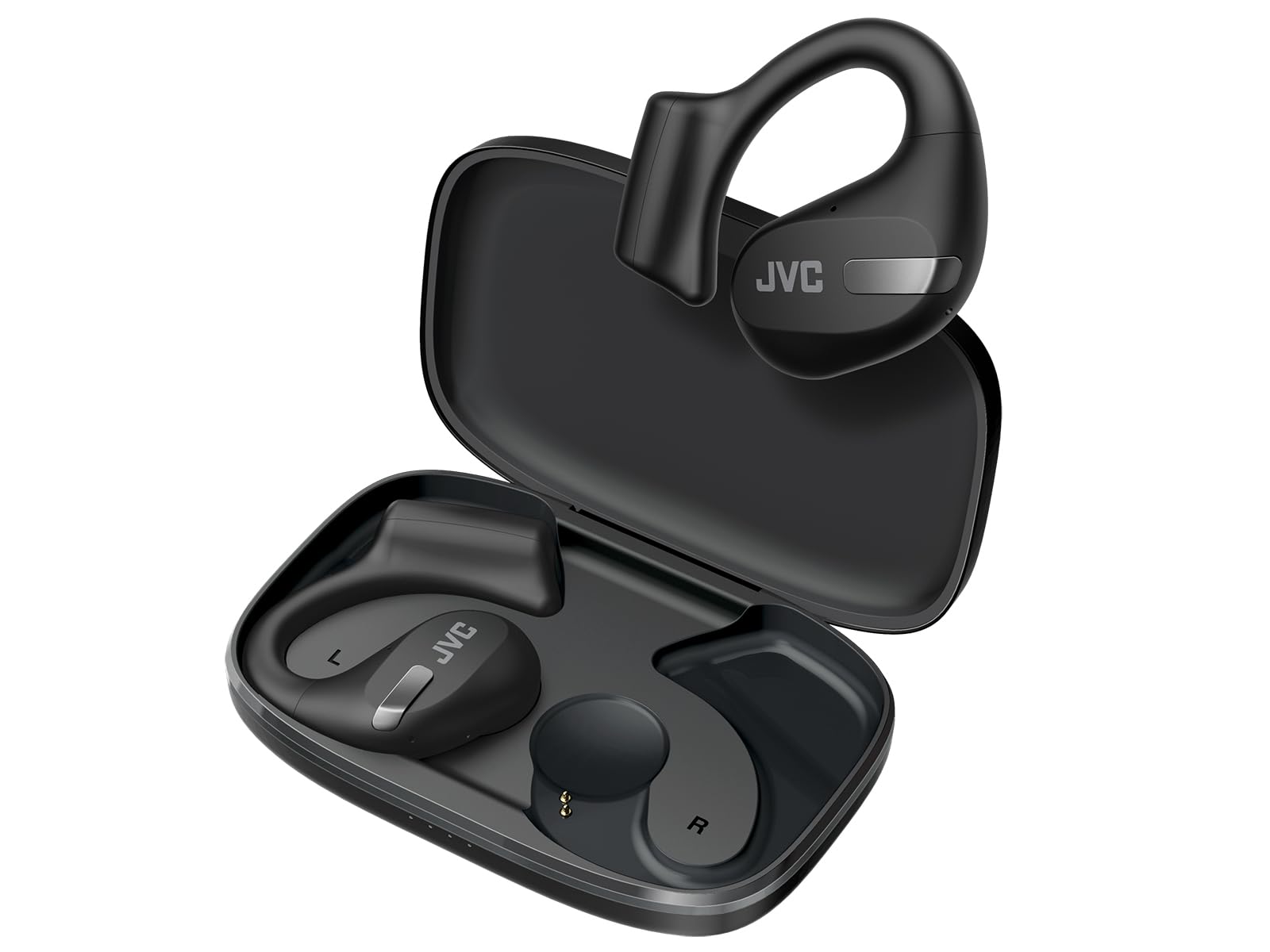 Наушники JVC Nearphones HA-NP50T-B True Wireless Внутриканальные открытый дизайн активное шумоподавление мультипоинт IPX4 приглушение микрофона 38 часов работы BT 5.3 черный, фото №3