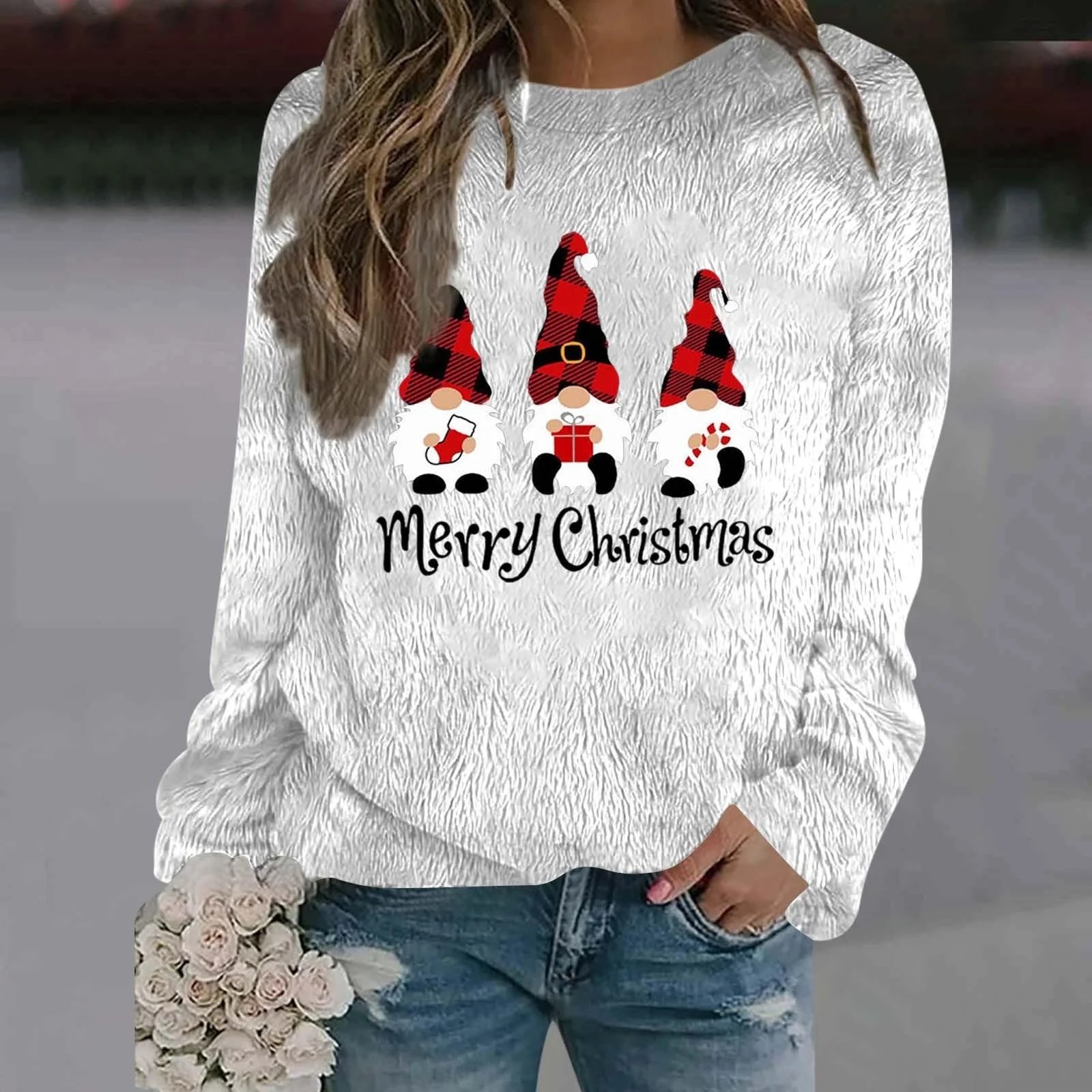 Женский Свитшот Рождественский Черный, фото №2