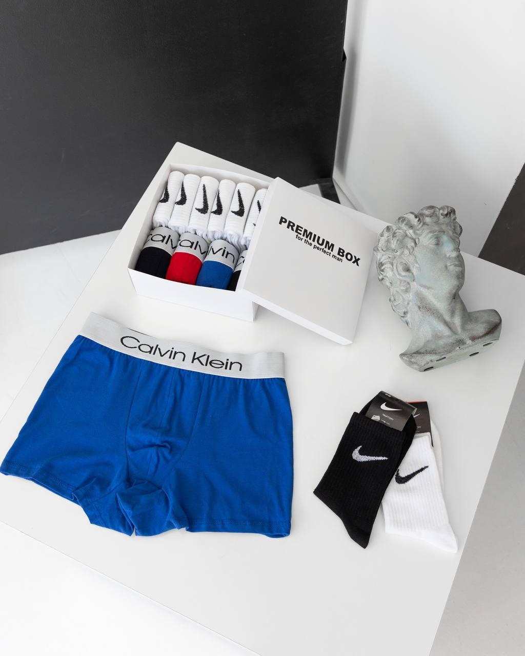 Комплект мужского белья 4 штуки 6 пар высоких носков Calvin Klein мужские трусы боксеры набор мужских, фото №1