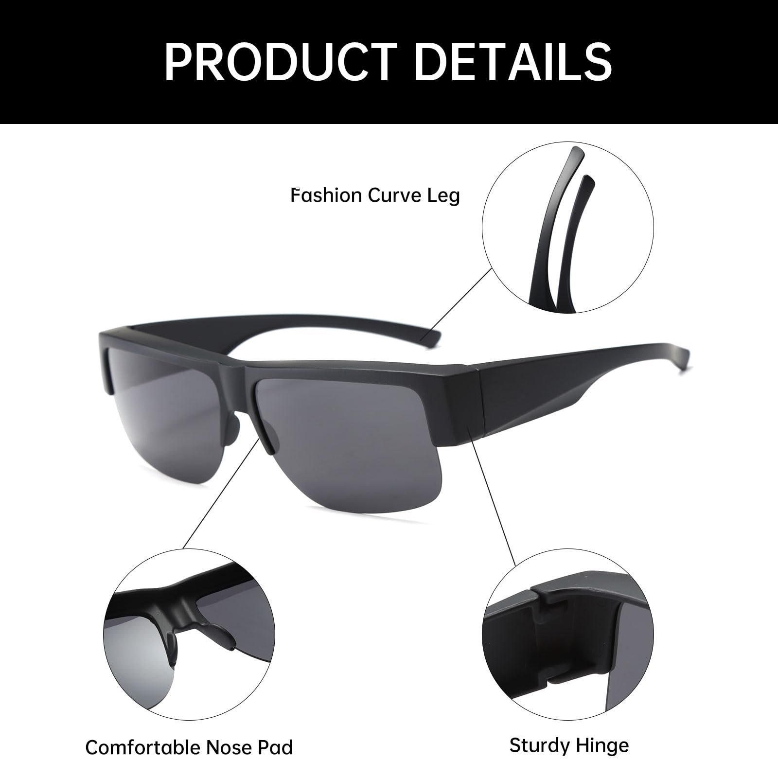 Поляризовані сонцезахисні окуляри Retro Wear Over YAMEIZE для чоловіків та жінок, фото №4 Поляризовані сонцезахисні окуляри Retro Wear Over YAMEIZE для чоловіків та жінок, фото №4