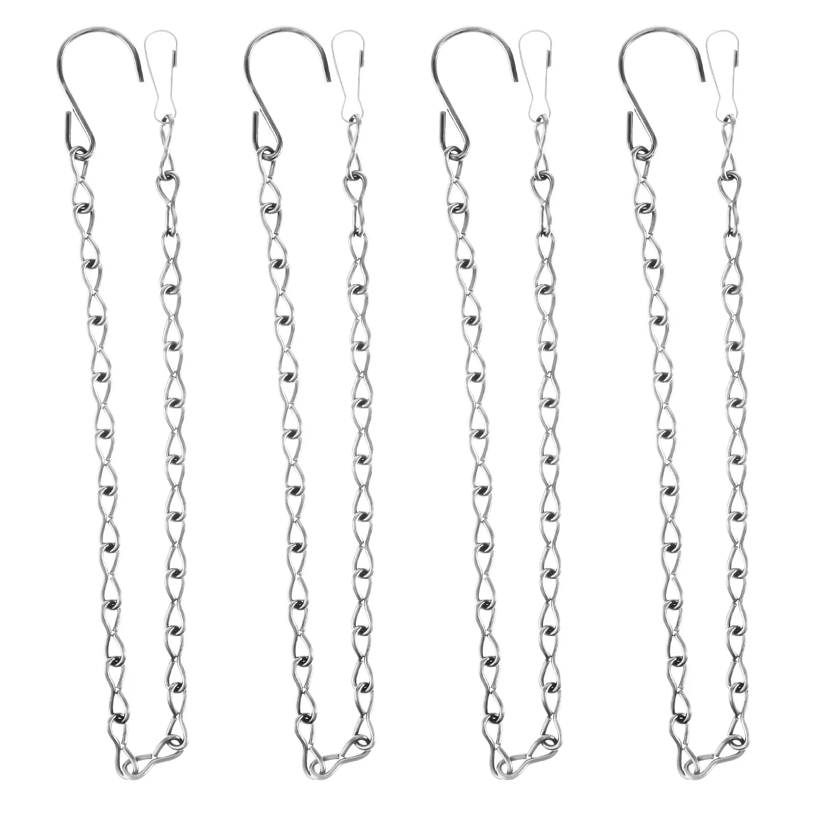 Ланцюги для підвісних кошиків 4 шт. 50 см металеві з гачками Сріблястий, фото №8