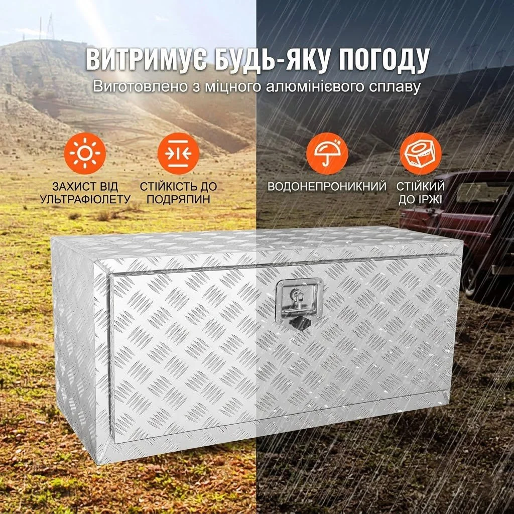 Алюминиевый ящик для инструментов VEVOR 91 см (36") Серебристый, фото №4