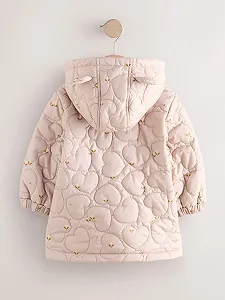 Водостойкое стеганое пальто с сердечками для девочек NEXT synthetic.ua - Фото 1