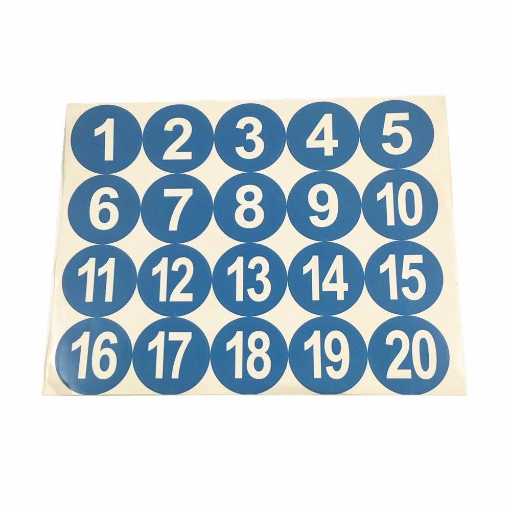 Наклейки-номери 1-50 Круглі Сині 5 см, фото №3