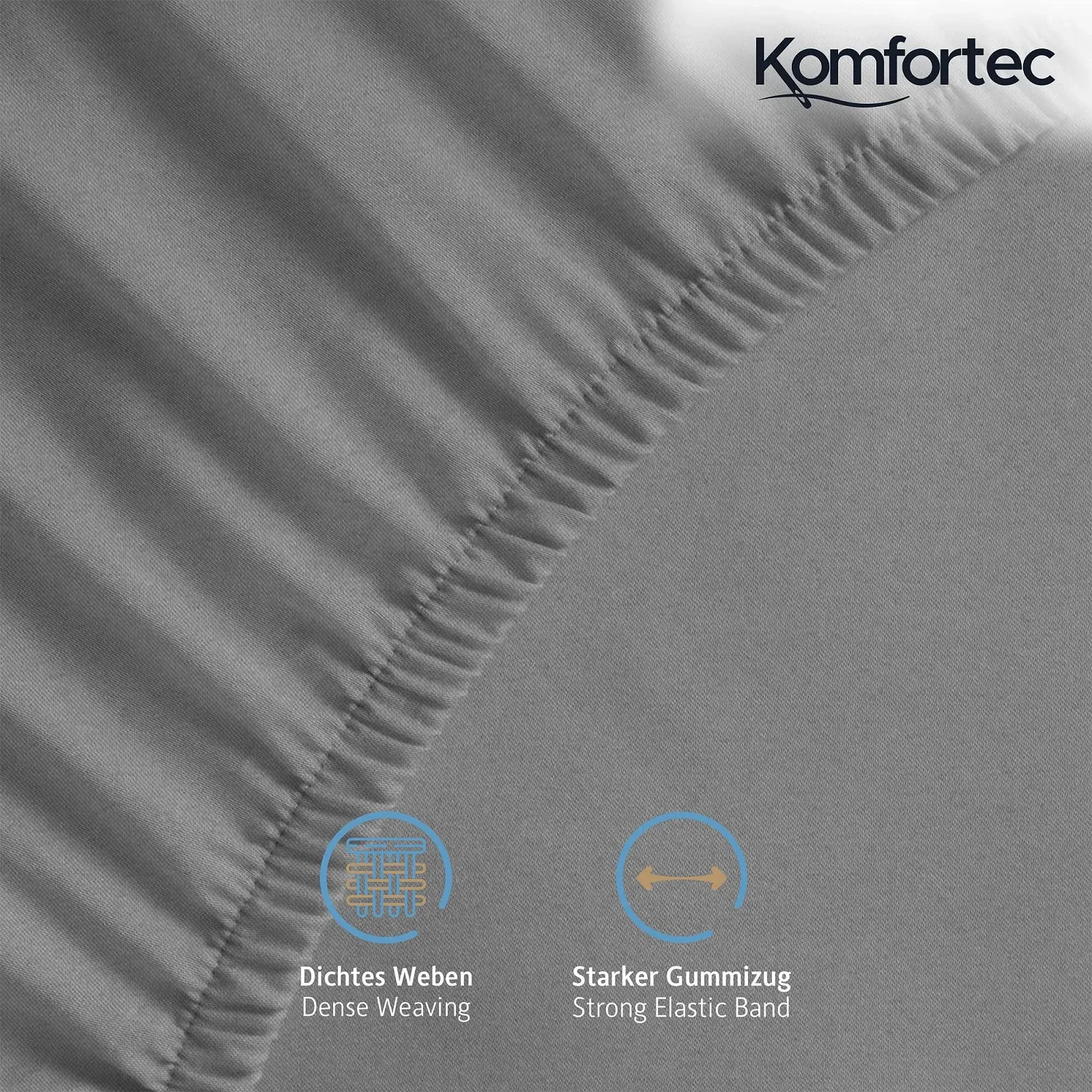 Простынь на резинке Komfortec Microfibre 90 x 200 см, серая, фото №2