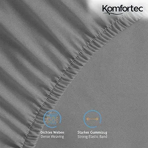 Простынь на резинке Komfortec Microfibre 90 x 200 см, серая synthetic.ua - Фото 1