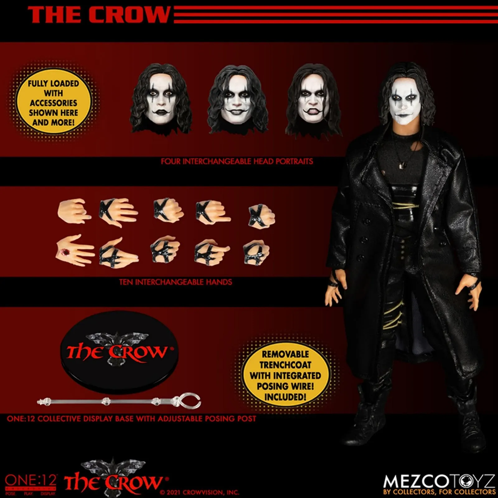Ігрова фігурка Mezco One:12 The Crow Eric Draven 100% пластик різнокольорова, фото №2