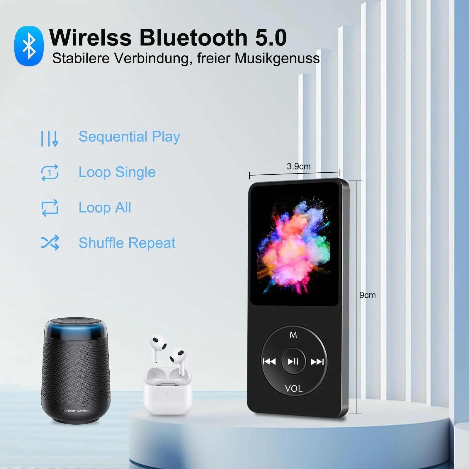 MP3-плеер Bluetooth Sport 32 GB портативный Hi-Fi звук FM-радио запись голоса видео динамик E-Book поддержка до 128 GB (с наушниками), фото №3