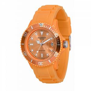 Унисекс часы Оранжевый Pastel Orange Madison New York Candy Time, оранжевый, размер блока, лента - Фото 1