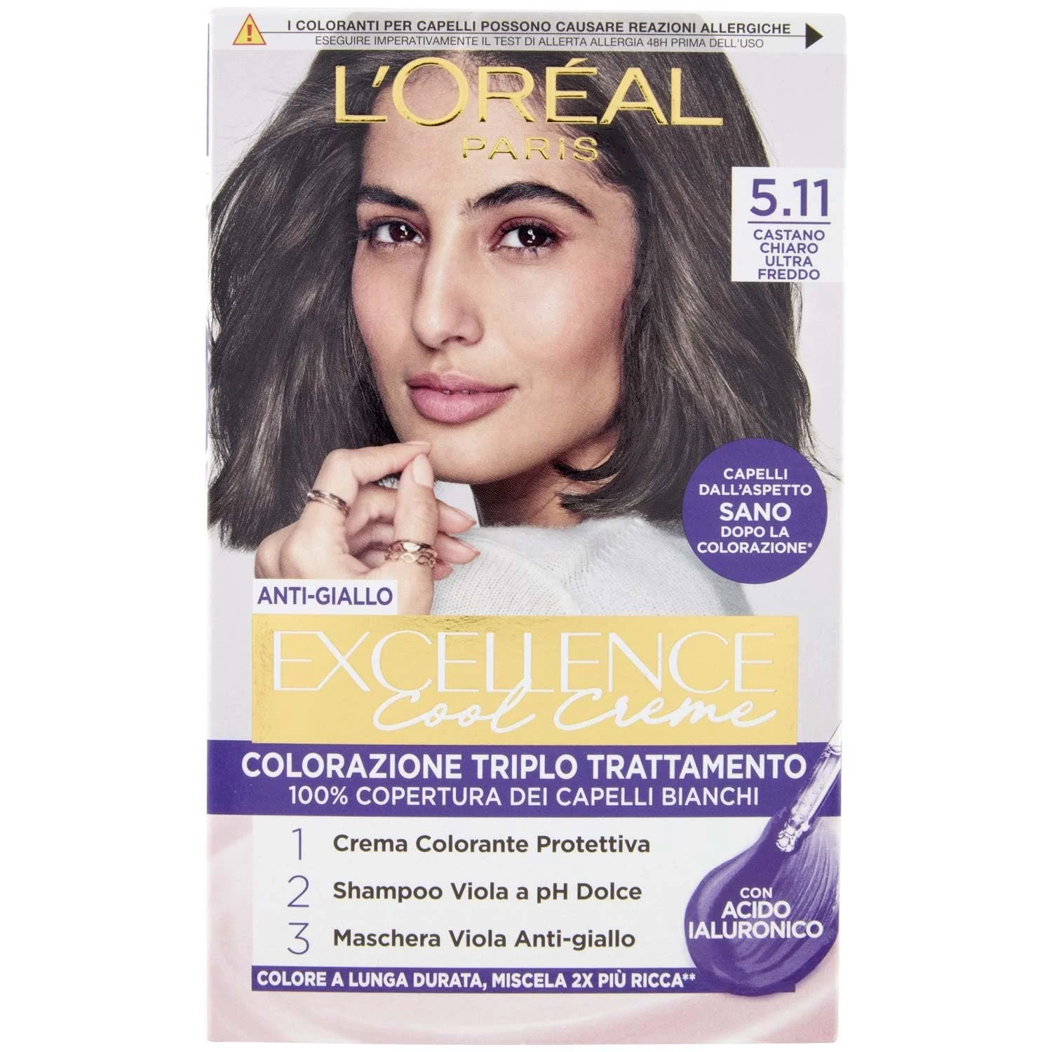 Фарба для волосся L'Oréal Paris Excellence 5.11 Cool, 1 шт, фото №1 Фарба для волосся L'Oréal Paris Excellence 5.11 Cool, 1 шт, фото №1