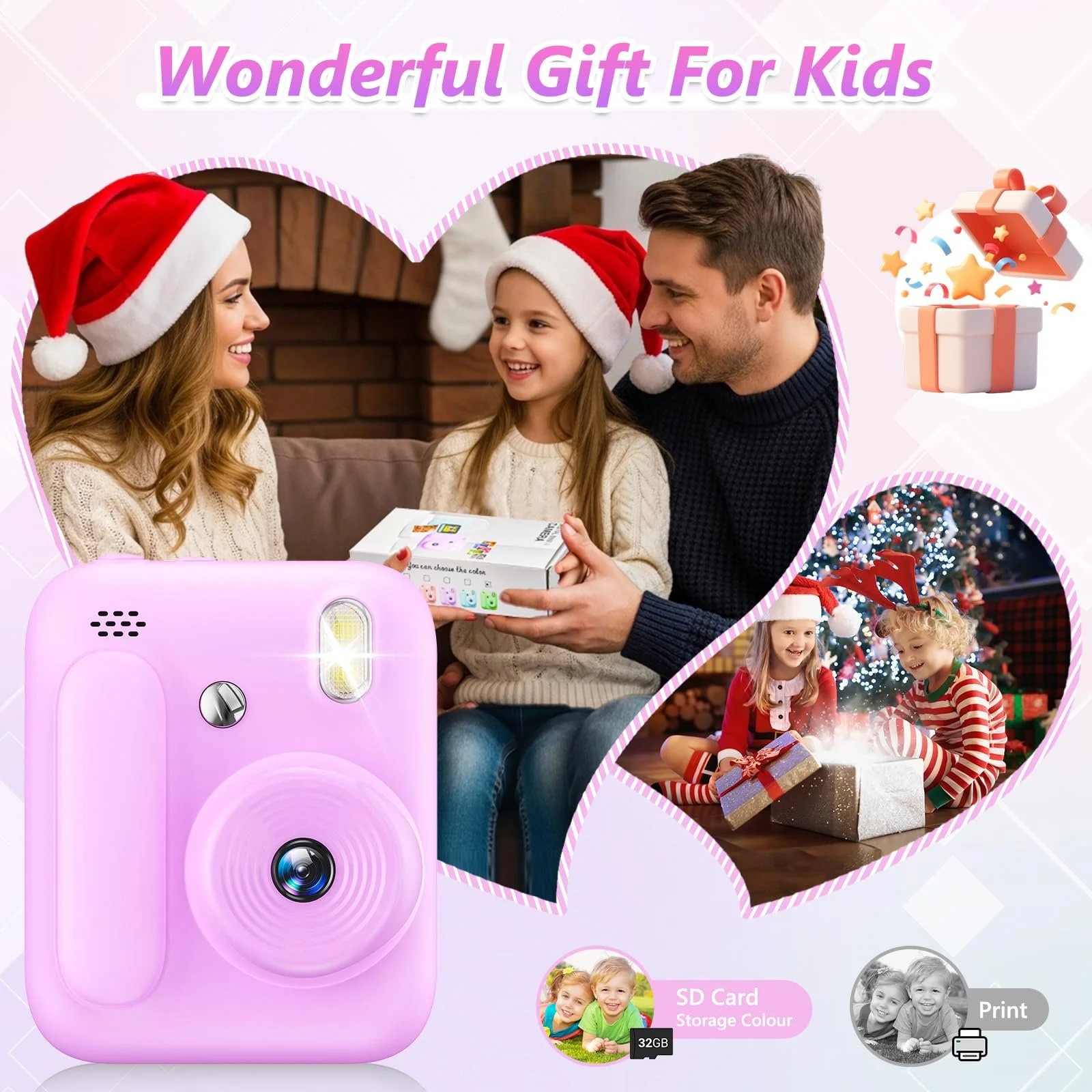 Фотокамера мгновенной печати для детей 1080P 32GB, фото №7